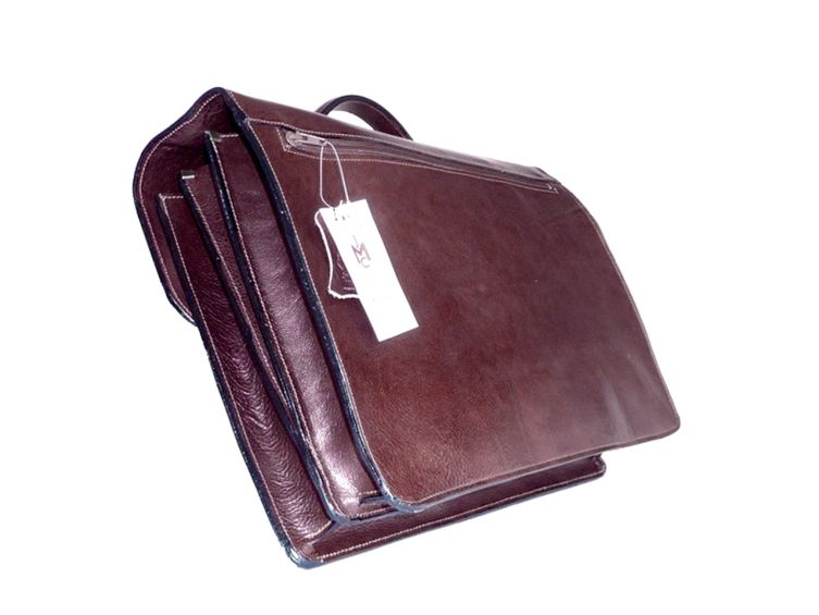 Grand cartable Dominique cuir marron 