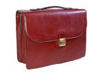 Grand cartable Dominique cuir rouge