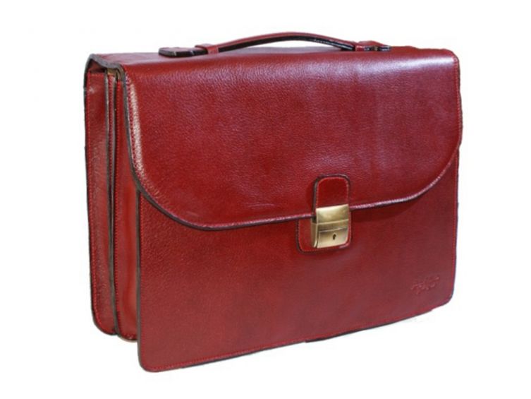 Grand cartable Dominique cuir rouge