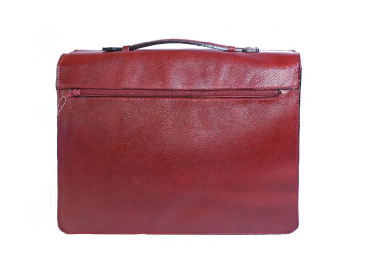 Grand cartable Dominique cuir rouge