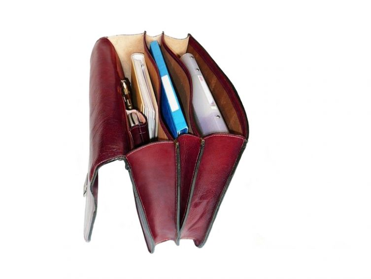 Grand cartable Dominique cuir rouge