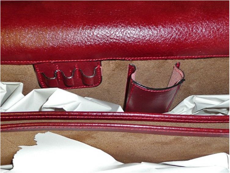 Grand cartable Dominique cuir rouge