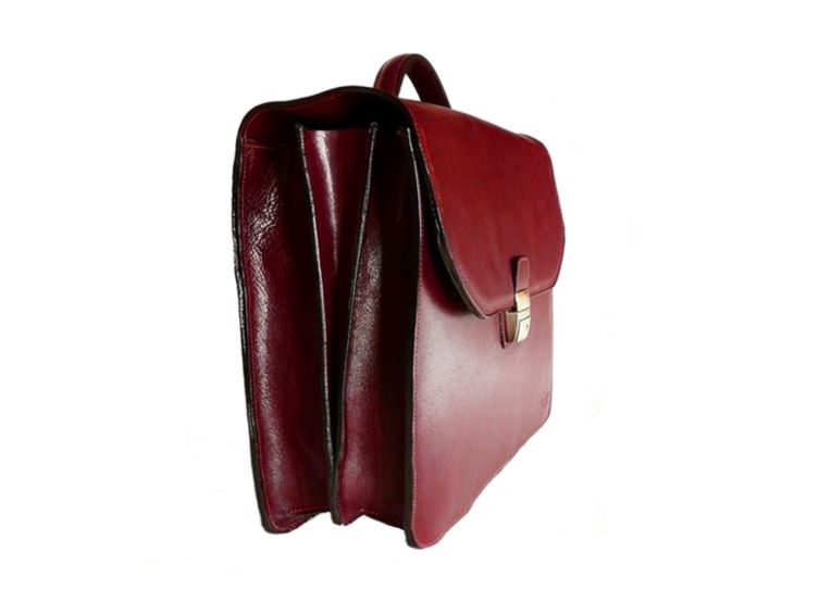 Grand cartable Dominique cuir rouge