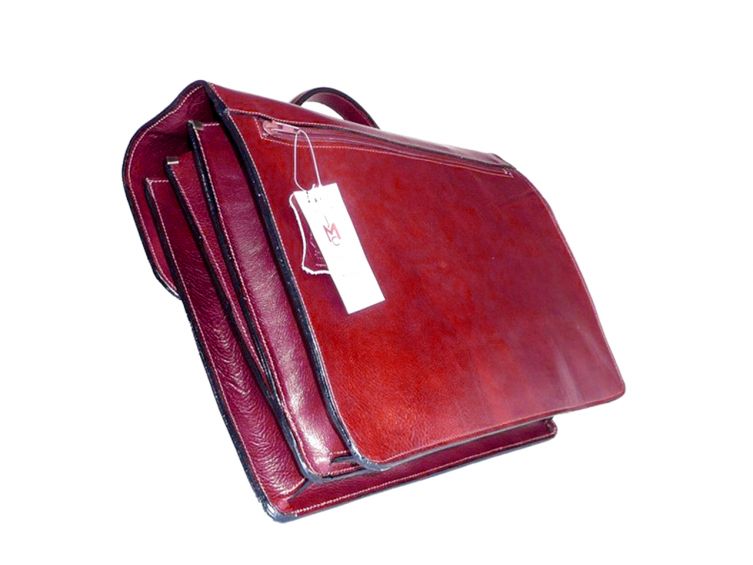 Grand cartable Dominique cuir rouge