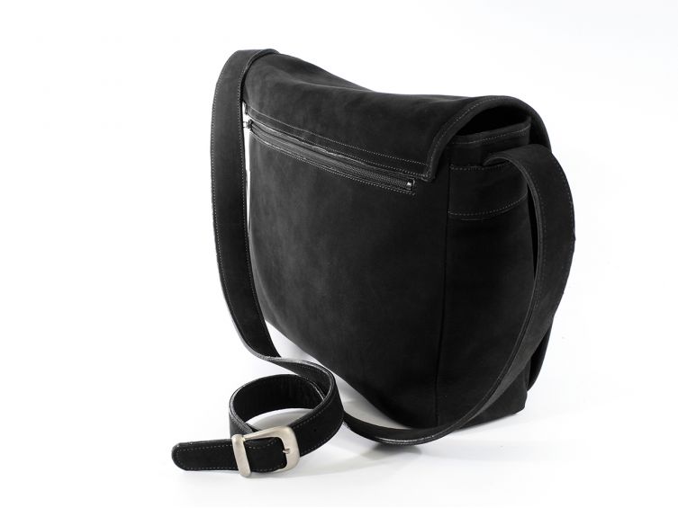 Grande besace reporter en nubuck marron
