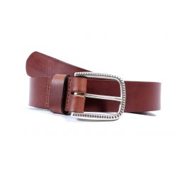 Ceinture cuir marron cannelle, boucle à motif 4030