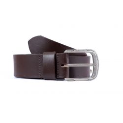 Ceinture cuir 40mm marron foncé, boucle moderne acier vieilli 4069