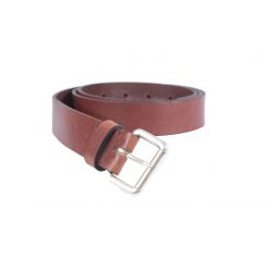 Ceinture cuir marron cannelle boucle compacte acier vieilli 4055