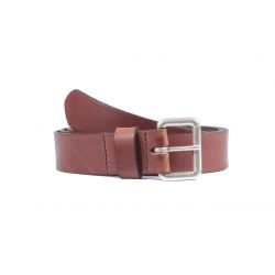 Ceinture cuir marron cannelle boucle compacte acier vieilli 4055