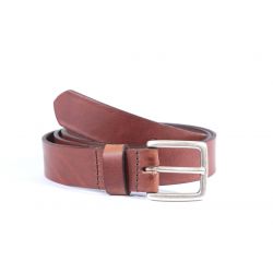 Ceinture cuir marron cannelle boucle finition acier vieilli rectangulaire 4054