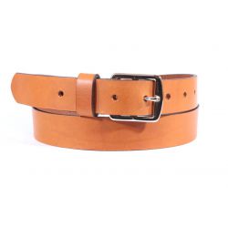 Ceinture cuir gold boucle laiton massif chromé  4057