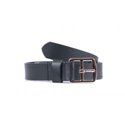 Ceinture cuir noir boucle laiton massif chromé  4057
