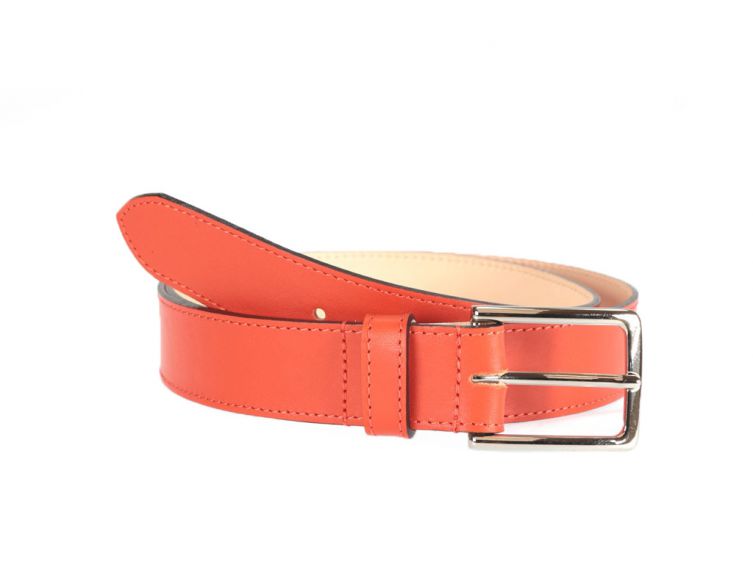 Ceinture Unisexe En Toile Orange – Boucle Plate Noire, Réglable Sans Trous, Pour Homme Et Femme, Style Casual