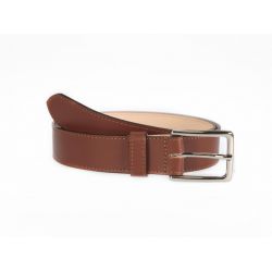 Ceinture doublée cuir marron gold, boucle élégante acier poli 5037