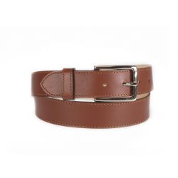 Ceinture doublée cuir marron gold, boucle élégante acier poli 5037