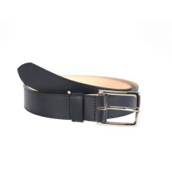 Ceinture doublée cuir bleu nuit, boucle élégante acier poli 5037