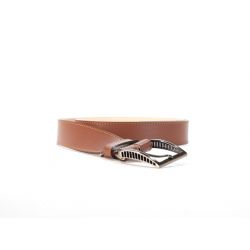 Ceinture cuir marron gold doublé, boucle style moderne acier anthracite 5050