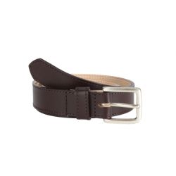 Ceinture cuir marron foncé doublé, boucle finition acier vieilli rectangulaire 5054