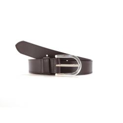 Ceinture cuir doublé marron foncé, boucle rectangle acier poli 5029 