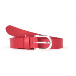 Ceinture cuir rouge, boucle fer à cheval 4029