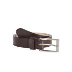 Ceinture cuir marron foncé doublé, boucle longue et élégante 5056