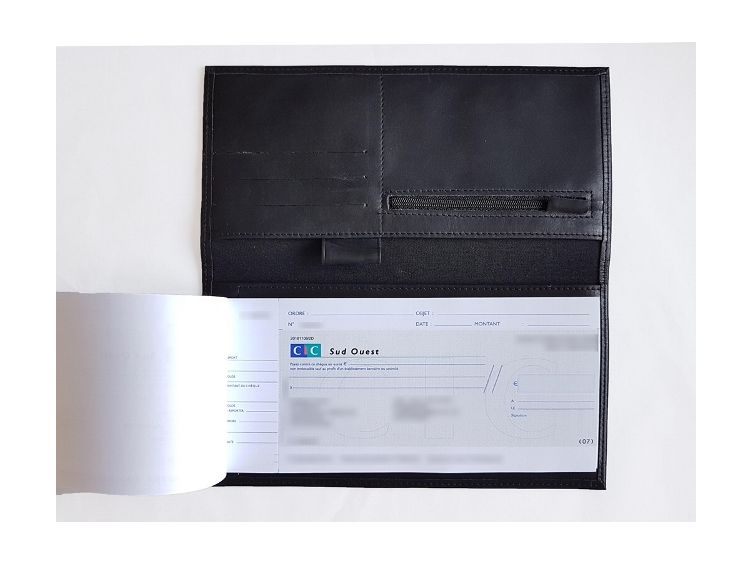 Porte-chéquier Long En Cuir Noir Syl'la Infini - 23,5x9,5cm - Compartiments Cartes Et Tickets