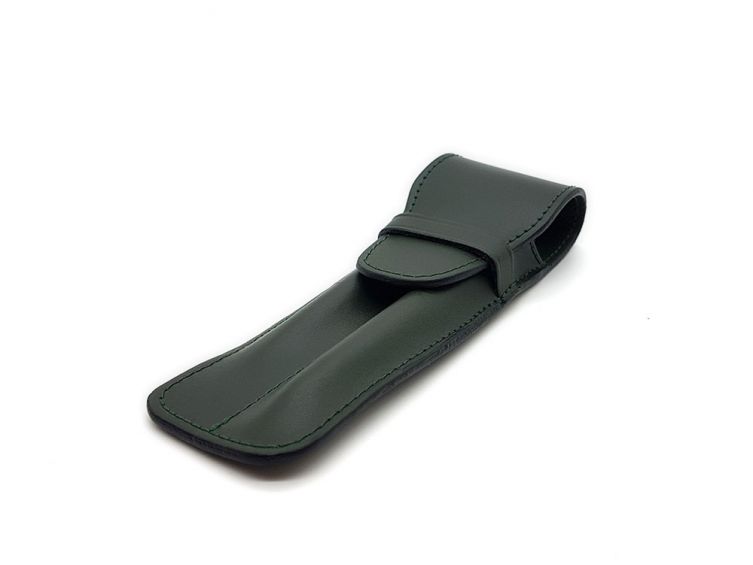 Etui 2 stylos en cuir vert anglais