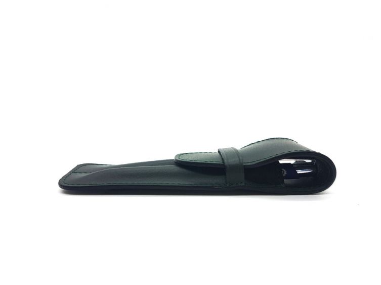 Etui 2 stylos en cuir vert anglais