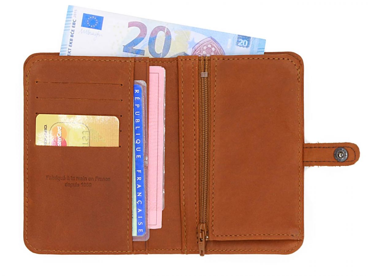 Porte Feuille Femme Portefeuille Court Femme EVEOUT - Cuir PU - 2 Volets, 5 Emplacements Cartes, 2 Poches Zippées - Mignon Et Pratique