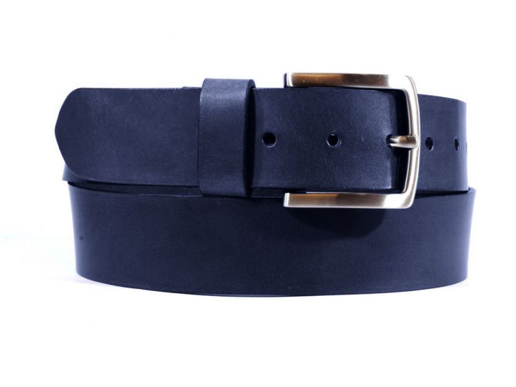 Ceinture cuir 40mm bleu marine, boucle aux belles lignes courbes 4065