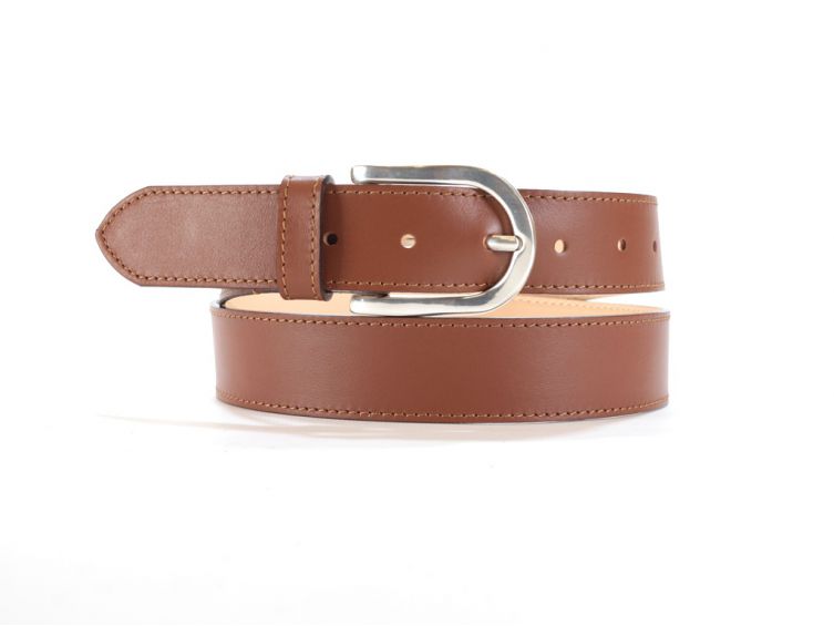Ceinture cuir doublé gold, boucle rectangle acier poli 5029 