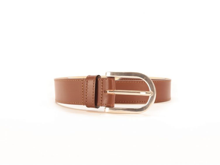 Ceinture cuir doublé gold, boucle rectangle acier poli 5029 