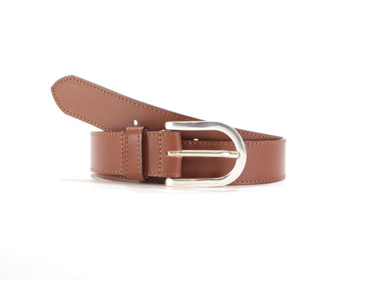 Ceinture cuir doublé gold, boucle rectangle acier poli 5029 