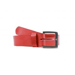 Ceinture cuir rouge, boucle carrée 4046