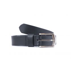 Ceinture cuir noir boucle discrete finition acier 4053