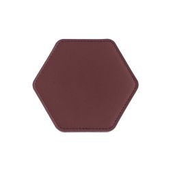 Sous-Verre hexagonal en cuir bordeaux, set de 6