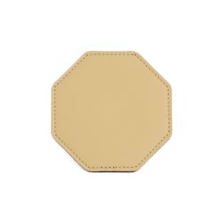 Sous-Verre octogonal en cuir beige café latte, set de 6