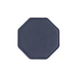 Sous-Verre octogonal en cuir bleu cobalt, set de 6