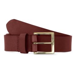 Ceinture cuir cannelle, boucle carrée, classique, en laiton - 35mm - 4124