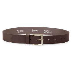 Ceinture cuir marron foncé, boucle carrée, classique, en laiton - 35mm - 4124