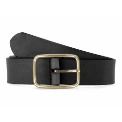 Ceinture cuir noir, boucle rectangulaire, classique, en laiton - 35mm - 4129