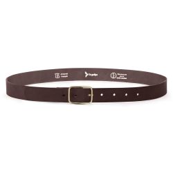 Ceinture cuir marron foncé, boucle rectangulaire, classique, en laiton - 30mm - 4130