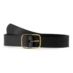 Ceinture cuir noir, boucle rectangulaire, classique, en laiton - 30mm - 4130