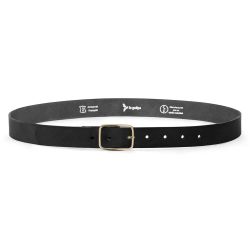 Ceinture cuir noir, boucle rectangulaire, classique, en laiton - 30mm - 4130