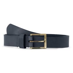 Ceinture cuir bleu marine, boucle carrée, classique, en laiton - 30mm - 4125