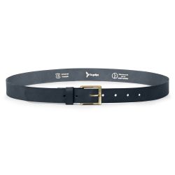 Ceinture cuir bleu marine, boucle carrée, classique, en laiton - 30mm - 4125