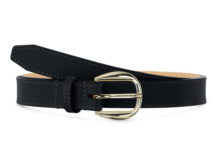 Ceinture Fine En Cuir Véritable Pour Femme - Largeur 1.4 Cm, Boucle Ardillon Métal - Pour Jeans, Robes, Tenues Décontractées Ou Habillées