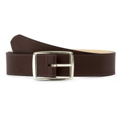 Ceinture cuir chic marron foncé, boucle rectangulaire, moderne, dorée - 35mm - 5120