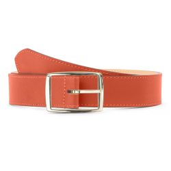 Ceinture cuir chic orange, boucle rectangulaire, moderne, dorée - 35mm - 5120
