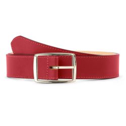 Ceinture cuir chic rouge, boucle rectangulaire, moderne, dorée - 35mm - 5120